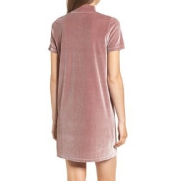 Madewell Mauve Mock Neck Velvet Dress - Picture 4 of 12